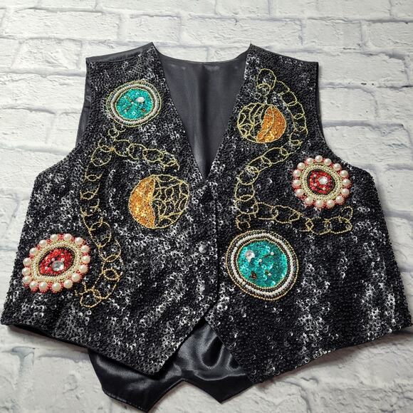 Beaded & Sequined Blingy Vest size Large - Picture 1 of 9